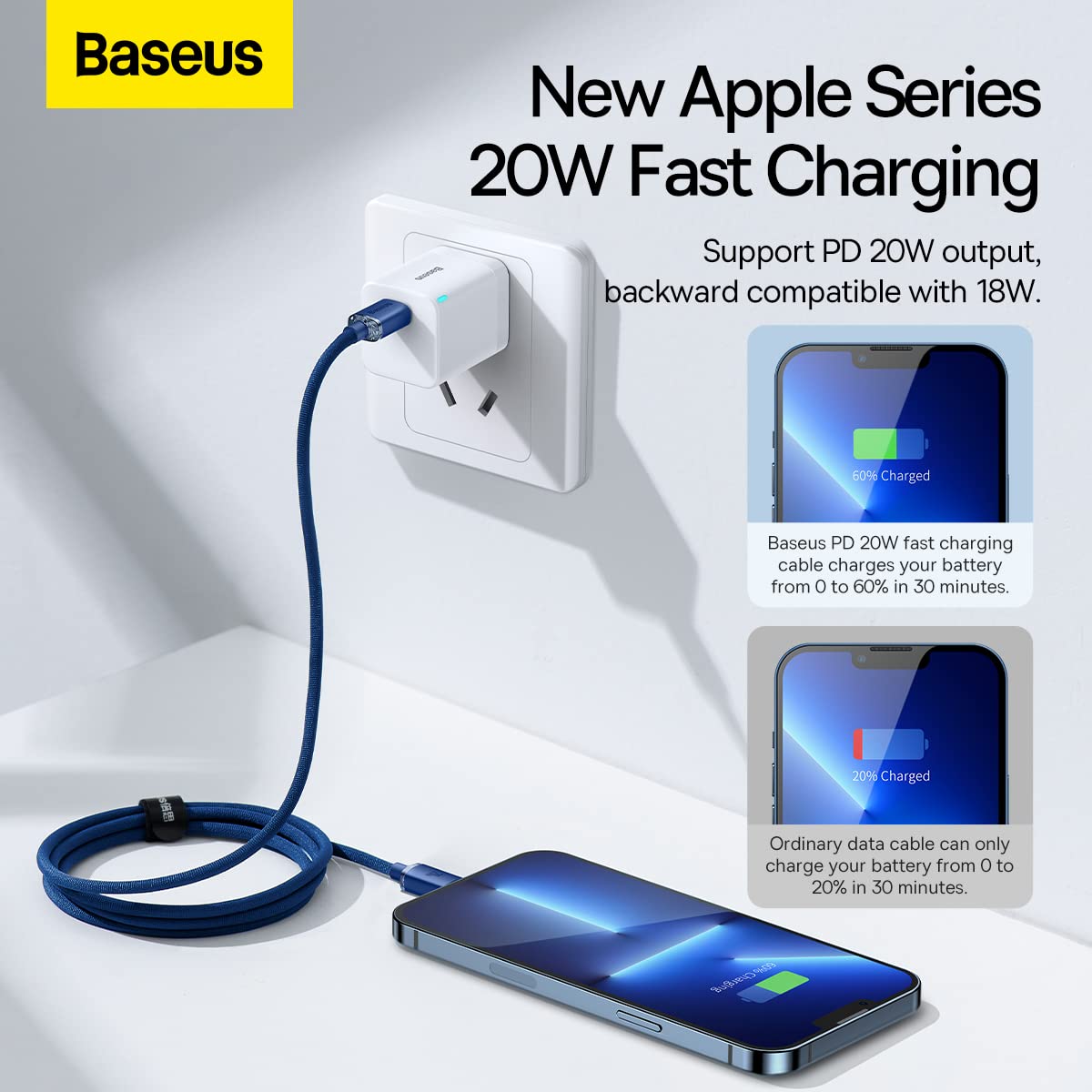 CW-FXP Baseus Crystal Shine Series Fast Charging Data Cable Type-C to IP 20W 1.2m Blue