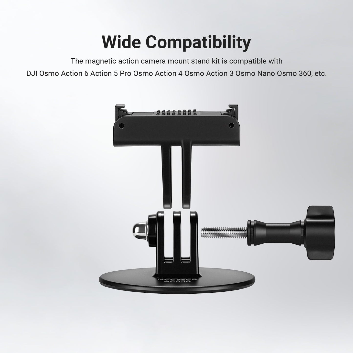NEEWER Adhesive Base Mount Kit Compatible with DJI Osmo Nano/Osmo 360/Action 6 5 Pro 4 3, Magnetic Quick Release Adapter Stand Bracket Action Camera