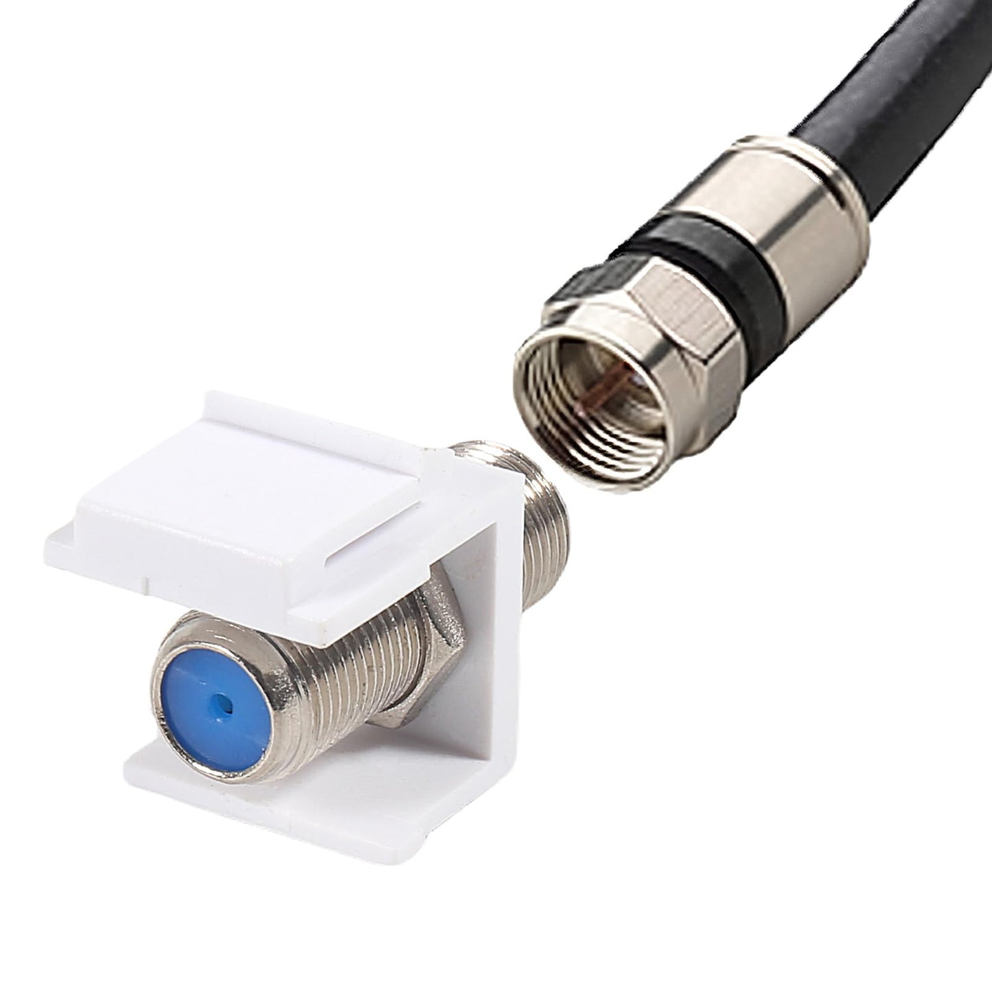 ATNSINC 20pcs Coax Keystone Jack, Nickel-Plated F-Type RG6 Coaxial Connector Female to Female for Wall Plate and Patch Panel
