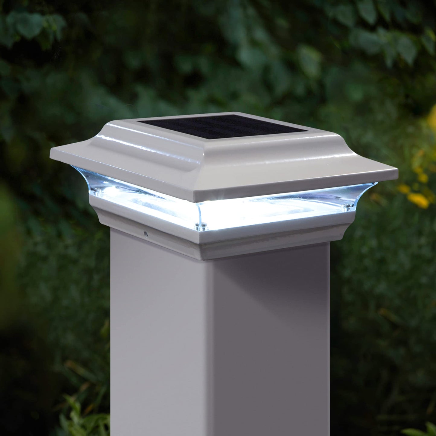 Classy Caps 4x4 Imperial Solar Post Cap - Fits 4"x4" and 3.5"x3.5" Deck & Fence Posts, White Cast Aluminum - Warm and Cool Light Modes - Heavy-Duty