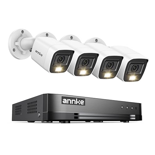 ANNKE Security Camera System, 2MP Lite H.265+ 5-in-1 16CH DVR with 4X 1080P CCTV Camera with Smart Dual Light for Outdoor, Surveillance System with AI