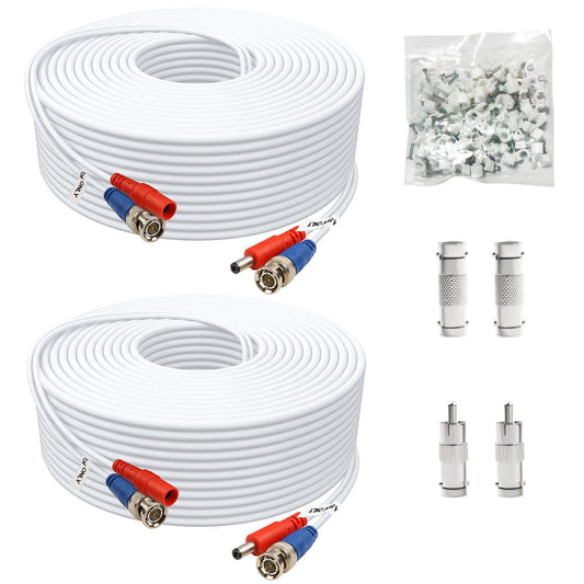Aimyzii BNC Cable 200ft 2 Pack BNC Video Power Cable,Security Camera Cable for CCTV Camera DVR Security Systems(Included 4X BNC Adapters,1 Bag Cable
