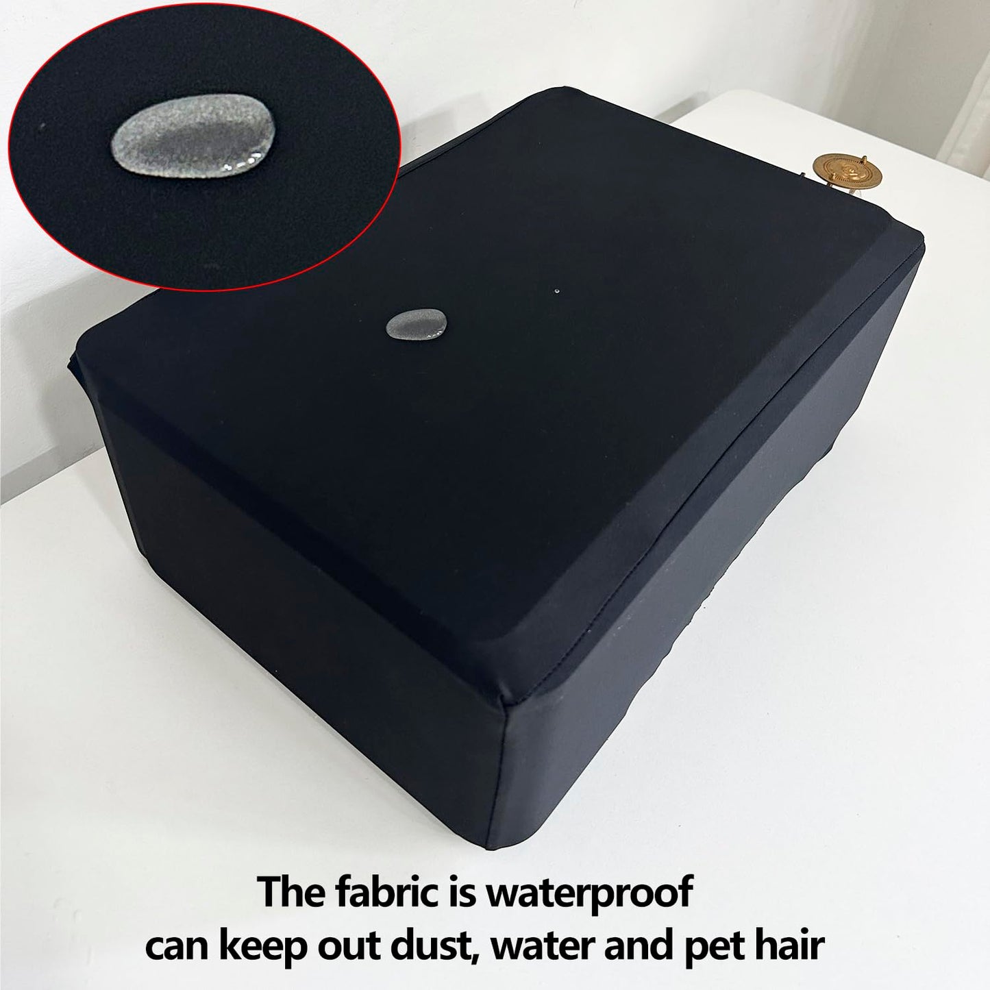 COCOBOW Universal Elastic Waterproof Printer Dust Cover - Minimalist Black Stretch Fabric Protector with Drawstring Closure & Metal Buckle for Most