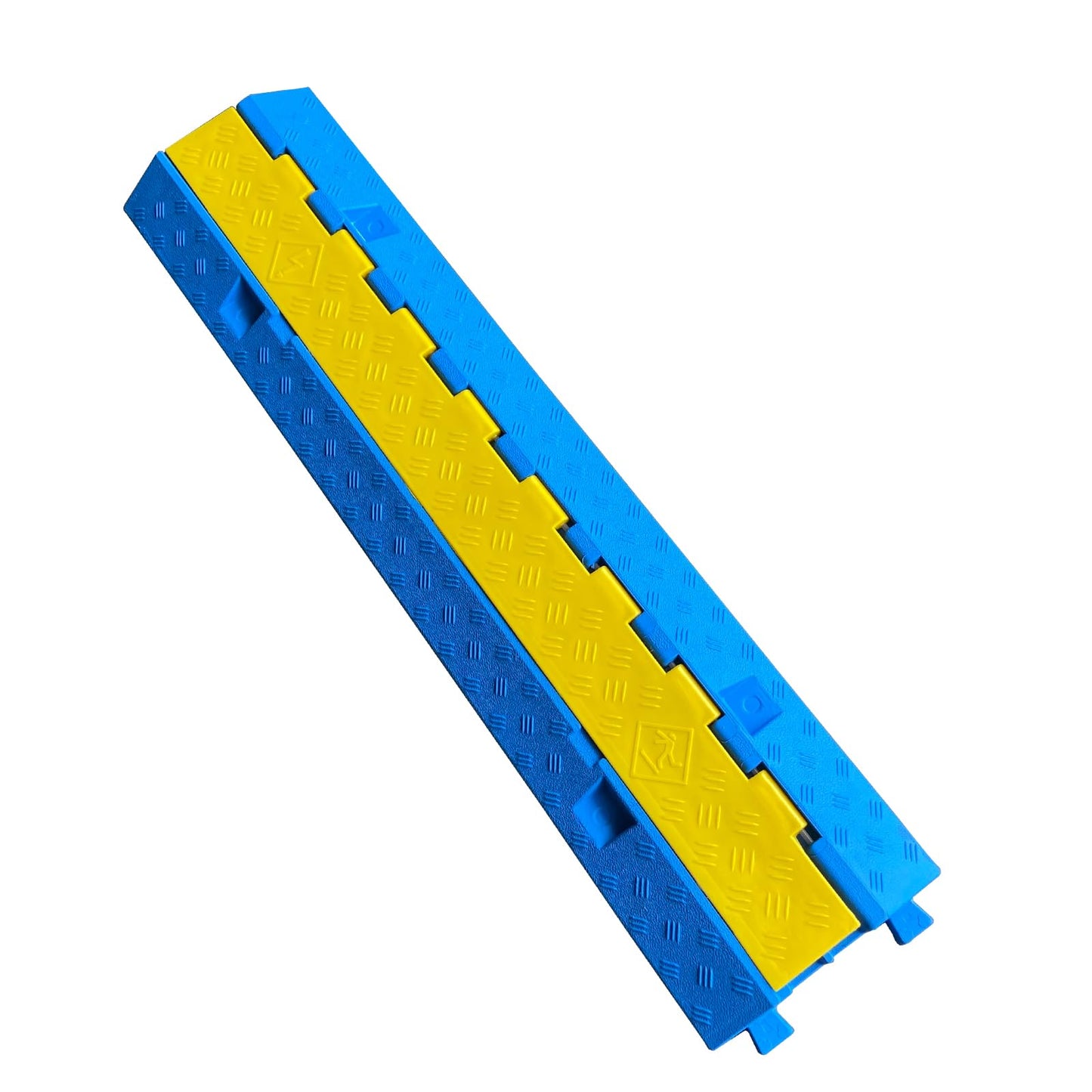 F COME 1 Pack Blue Rubber Cable Ramp Hose Cable Protector Ramp 2 Channel 22000Lbs Load Capacity Traffic Speed Bump Wires Power Lines Extension Cord