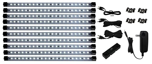 Inspired LED Super Deluxe Pro Series 21 LED Kit Under Cabinet Lighting | 24 Watt 12V DC | Pure White ~4200 K 135 lm/ft (Dimmer Optional-See
