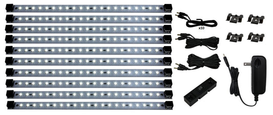 Inspired LED Super Deluxe Pro Series 21 LED Kit Under Cabinet Lighting | 24 Watt 12V DC | Pure White ~4200 K 135 lm/ft (Dimmer Optional-See
