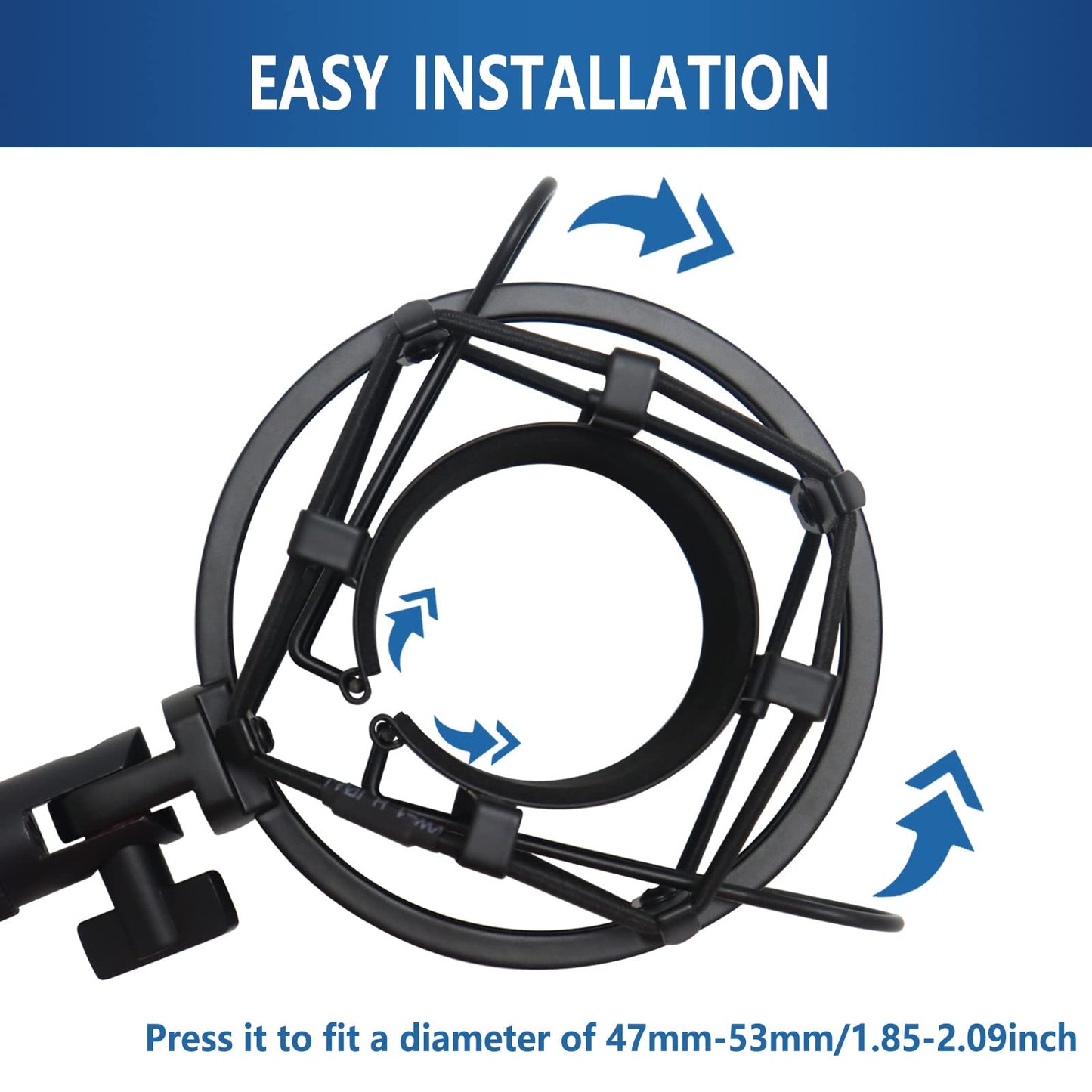 SUUNTOK Shock Mount Microphone Holder Anti-Vibration Suspension Shock Mount Holder Clip for 47mm-53mm Diameter Condenser Mic Like AT2020, AKG P120