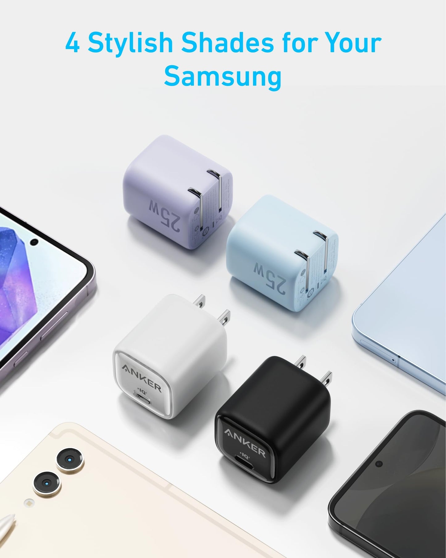 Anker 25W USB C Charger Block, Compact and Foldable Type C Charger, Supports PPS Fast Charging for Galaxy S24/Z Fold/Z Flip/Tab, iPhone 17/16 Series