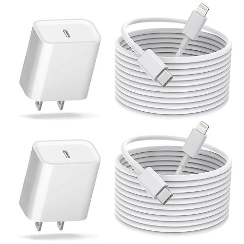 Fast iPhone Charger, [MFi Certified] 2Pack 10FT Extra Long Quick USB C to Lightning Cable Cords + 20W PD USB C Charger Block Fast iPhone Charging