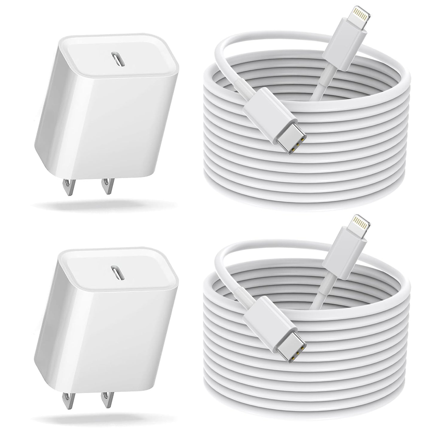 Fast iPhone Charger, [MFi Certified] 2Pack 10FT Extra Long Quick USB C to Lightning Cable Cords + 20W PD USB C Charger Block Fast iPhone Charging