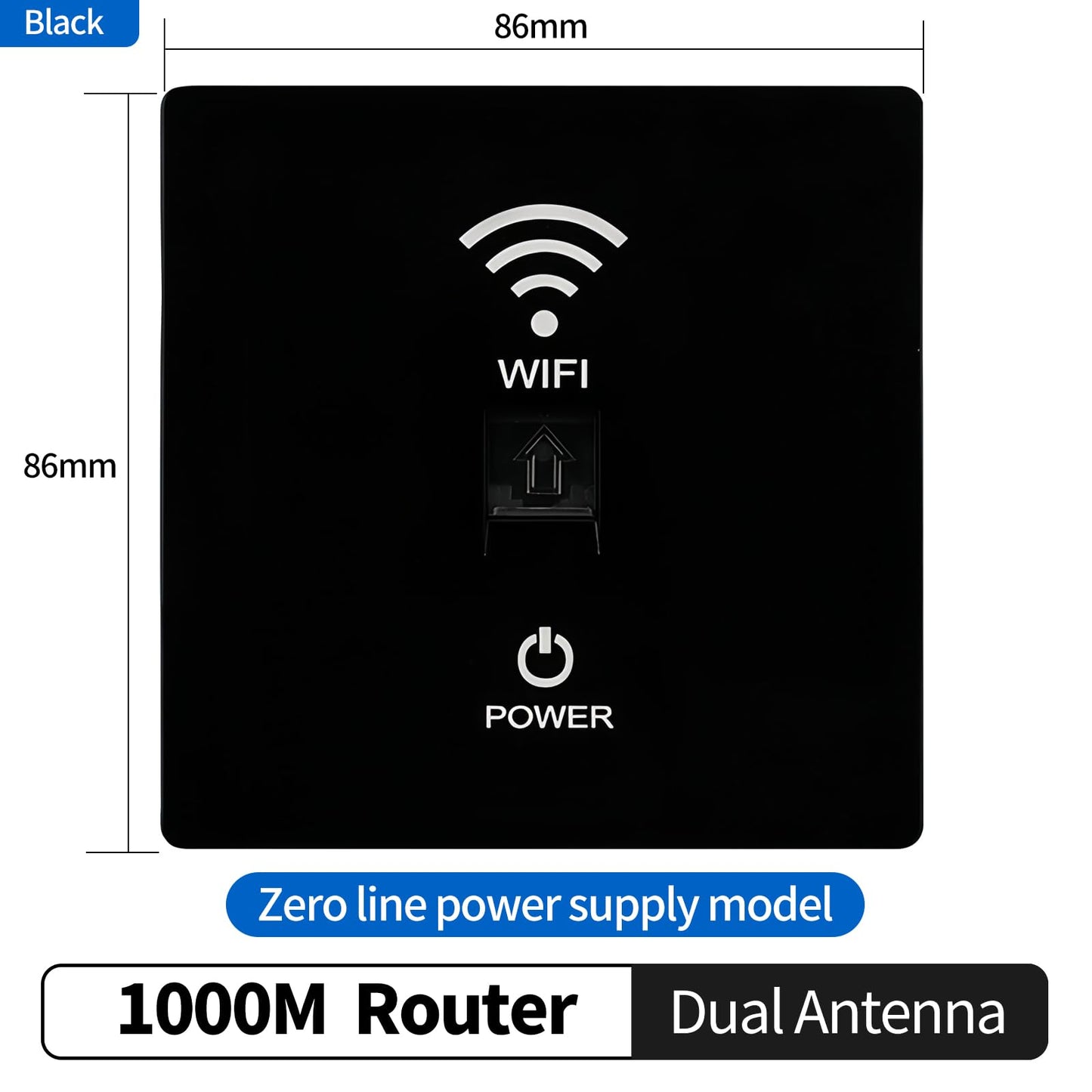 1000Mbps, Black, Wall Mount WiFi Router, Wireless Access Point