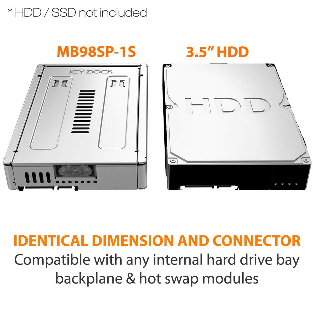 ICY DOCK Enterprise Full Metal 2.5" to 3.5" SAS / SATA (22pin) HDD & SSD Converter / Mounting Kit for Internal 3.5" Drive Bay | EZConvert Pro