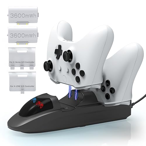 iPLYGAM Controller Charger Station with 2 x 3600mWh Rechargeable Battery Packs for Xbox One/Xbox Series/Xbox Elite/Xbox X Controller, Charging Station