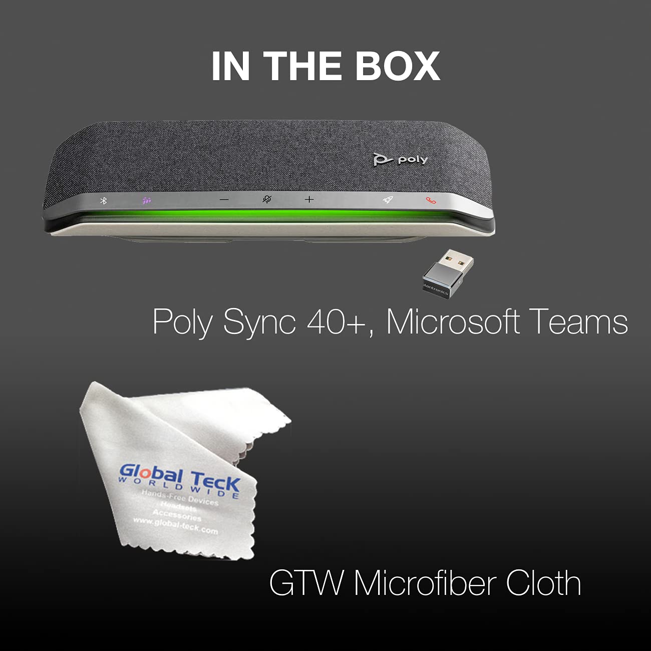 Poly Sync 40+ Teams USB Speaker Speakerphone: Solution for Remote Work, Distance Learning w/Bluetooth Dongle, Streaming Voice, Video, and Support