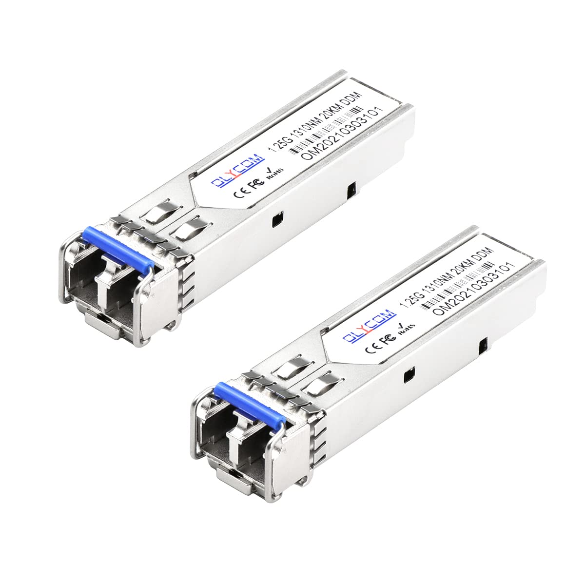 2pcs Industrial SFP Module 1.25Gb/s 20km Fiber Transceiver Duplex LC 1310nm Single-Mode DDM