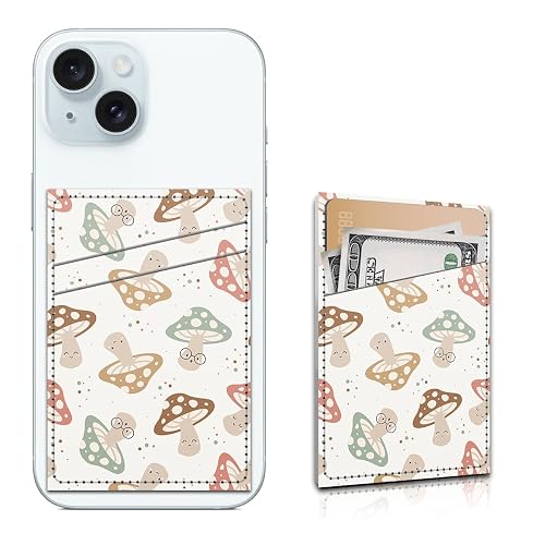 Aeltrp Phone Card Holder, Dual Pocket Leather Phone Wallet Adhesive Stick On, Cute Card Holder, Credit Card Holder for Phone Case Compatible with Most