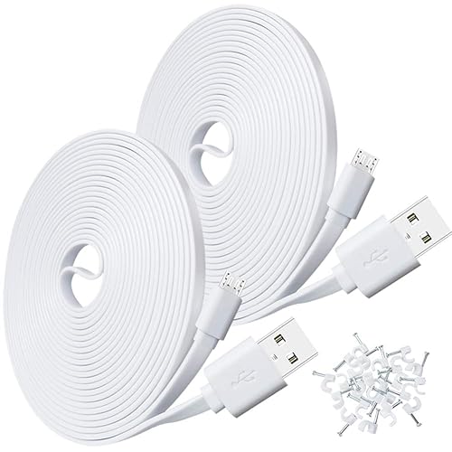 SCOVEE 2-Pack 10FT USB Power Extension Cable for Wyze Cam,WyzeCam Pan,YI Home Camera,Nest-Cam Indoor,Oculus Go,Netvue,KasaCam,Furbo Dog,Blink,Flat USB