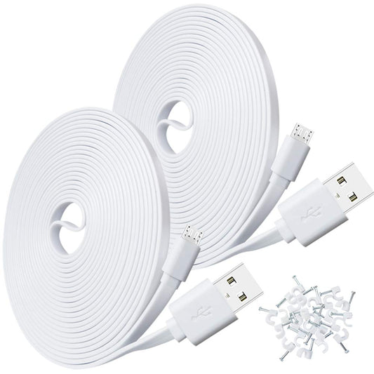SCOVEE 2-Pack 10FT USB Power Extension Cable for Wyze Cam,WyzeCam Pan,YI Home Camera,Nest-Cam Indoor,Oculus Go,Netvue,KasaCam,Furbo Dog,Blink,Flat USB