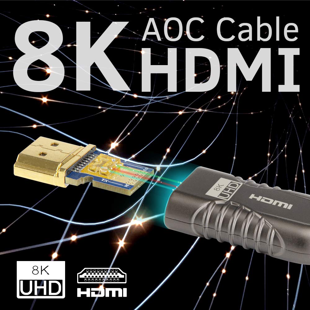 phoossno 10K 8K Fiber Optic HDMI Cable 50FT,Certified High Speed Long HDMI 2.1 Cable 48Gbps 8K60Hz eARC Dolby Vision Atmos HDR10,Compatible with PS4