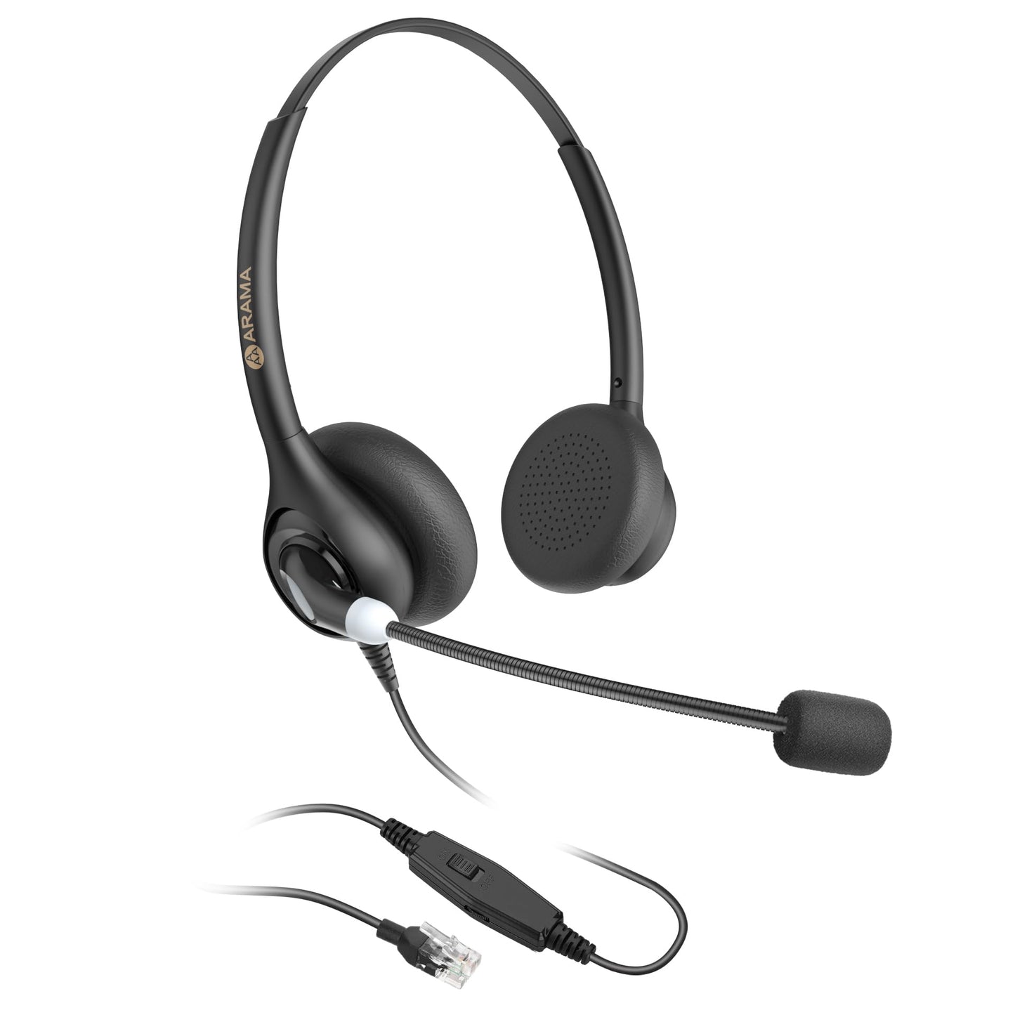 Arama Telephone Headsets for Yealink Phones RJ602Y1 RJ9 Office Wired Headset with Mic Noise Canceling Compatible with Yealink VoIP Phone T54W T46U