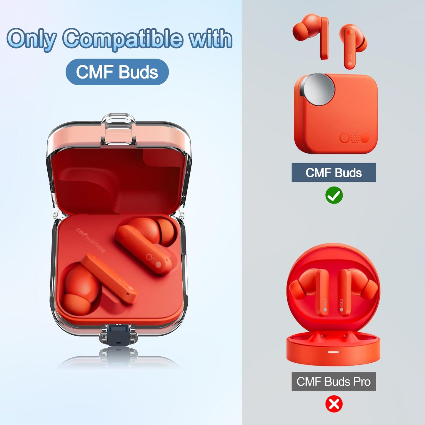 POZCIS for CMF Buds/CMF Buds 2a Case Cover, Hard PC Shell Clear Protective Earbuds Case, Headphones Case with Lanyard Accessories Set