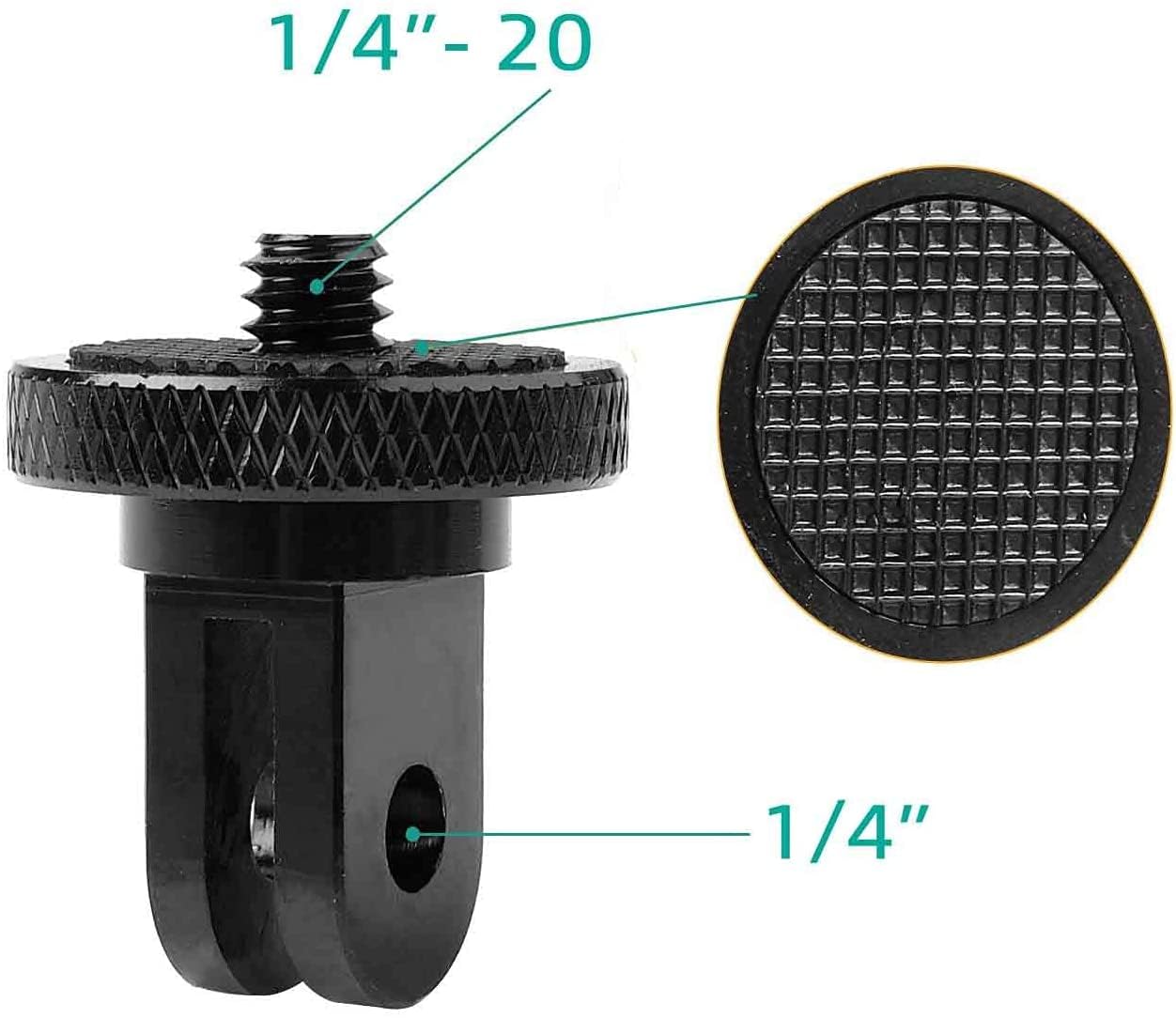 Aluminum Camera Tripod Adapter 1/4"-20 Conversion Adapter Mounts Compatible with Gopro Action Cameras Insta360 and Other Standard 1/4 Accessories