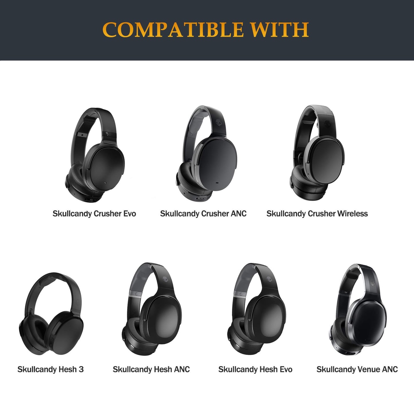 Crusher Evo Earpads Replacement Headphones Ear Pads Hesh ANC/Hesh Evo Ear Muff Parts Compatible with Skullcandy Crusher ANC/Crusher Evo/Crusher
