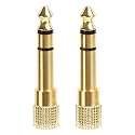 Amazon Basics Gold-Plated 6.35mm 1/4 Male to 3.5mm 1/8 Female Stereo Jack Adapter for Headphones, 2-Pack