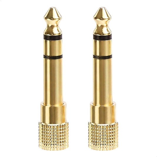 Amazon Basics Gold-Plated 6.35mm 1/4 Male to 3.5mm 1/8 Female Stereo Jack Adapter for Headphones, 2-Pack