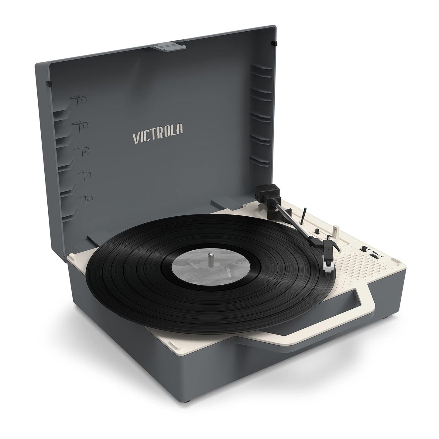 Victrola Re-Spin - Sustainable Suitcase Vinyl Record Player, 3-Speed (33 1/3, 45 & 78 RPM), Belt-Driven Bluetooth Turn Table with Built-in Bass