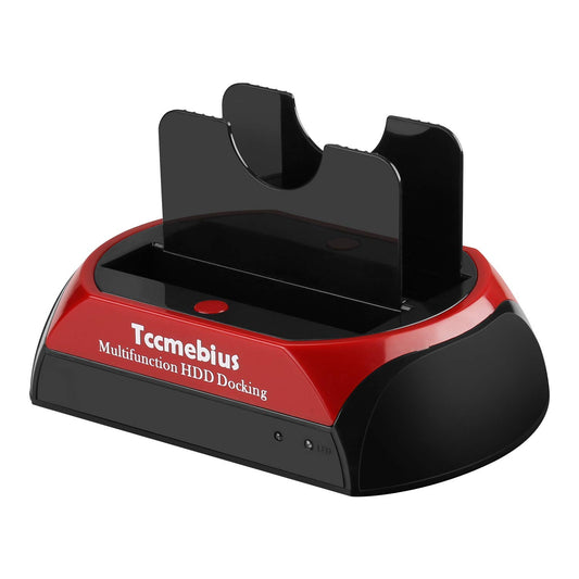Tccmebius USB 2.0 Hard Drive Docking Station, TCC-S867-US USB 2.0 to 2.5 3.5 Inch SATA IDE Dual Slots Reader External Enclosure, for 2.5" 3.5" IDE