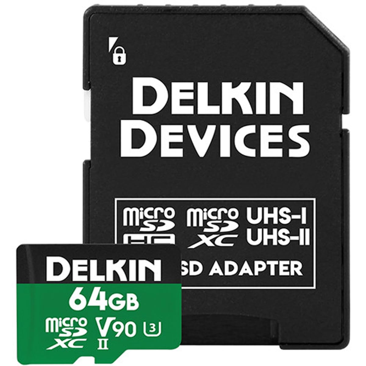 Delkin Devices 64GB Power MicroSD UHS-II (V90) - 300MB/s Read, 250MB/s Write, for 8K, 4K, 3D, HDR, and 360 Video Recording | High-Performance