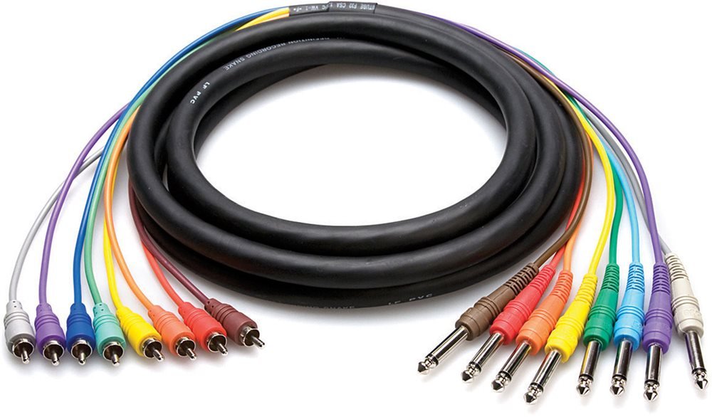 Hosa CPR-803 8-Channel 1/4-inch TS Male to RCA Male Snake - 9.9 Foot