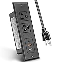 Type-C Conference Recessed Power Strip Socket,20W PD Fast Charging USB-C Power Strip,with 2 Outlets & 2 USB-A Ports &1 USB-C Port, 6.5ft Extension