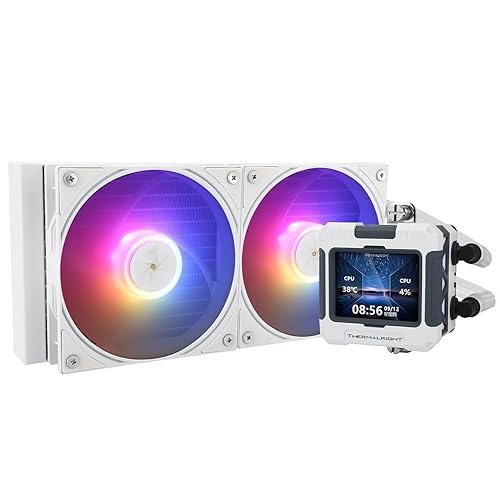 Thermalright FW 240 White ARGB-240mm AIO CPU Liquid Cooler,IPS LCD Screen with 320 * 240 Resolution,for AM4/AM5,Intel LGA1700/1851,”2.4 inch”Screen