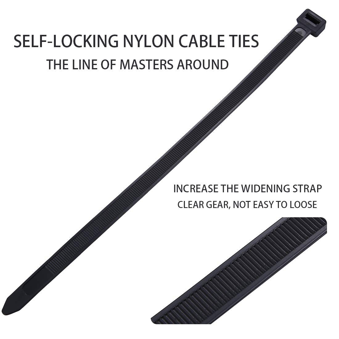 60 Piece Multi-Purpose Ultra Heavy Duty UV Cable Ties,11.8 Inch Width 0.51 Inch, 250 lbs Tensile Strength,Non-metal bands,Black