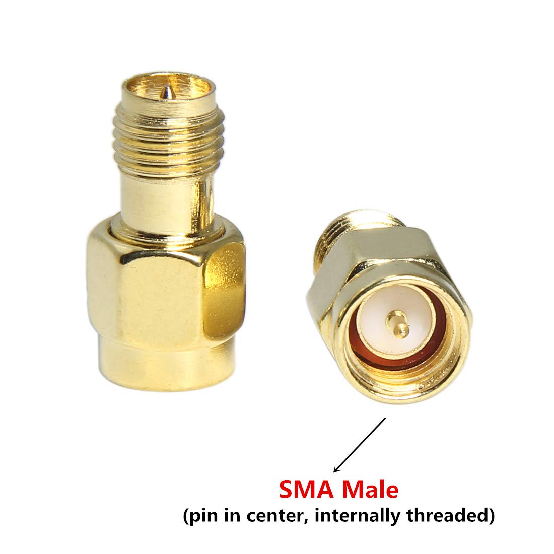 SMA to RP-SMA Adapter, 5 Pack Male Pin to Female Pin Connector for LTE Router, WiFi Antennas, FPV Drones, Camera