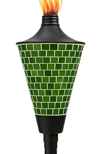 AK TRADING CO. Glass Mosaic Outdoor Garden Torch Light - Stylish and Functional for Patio & Landscape Decor, 62-inch, Green