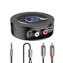 Bluetooth 5.2 Receiver for Home Stereo, RCA & 3.5mm AUX Out Put, Wireless Audio Adapter for Stereo Receiver&Amplifier, Low Latency HiFi Music