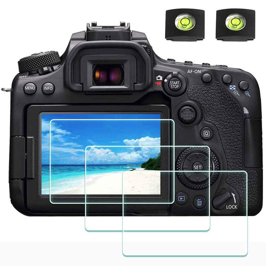 Screen Protector for Canon EOS 90D 80D 70D 77D Camera & Hot Shoe Cover [3+2 Pack], ULBTER Tempered Glass 0.3mm 9H Hardness Ultra-clear Anti-Scrach