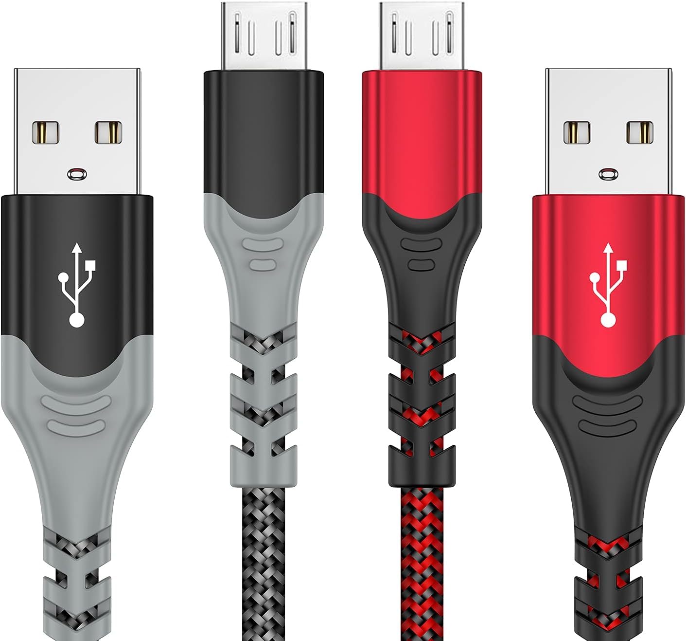 KOOWOD PS4 Controller Charger Charging Cable - 2 Pack 10FT Nylon Braided Micro USB 2.0 High Speed Data Sync Cord for PlayStation DualShock 4, Xbox One