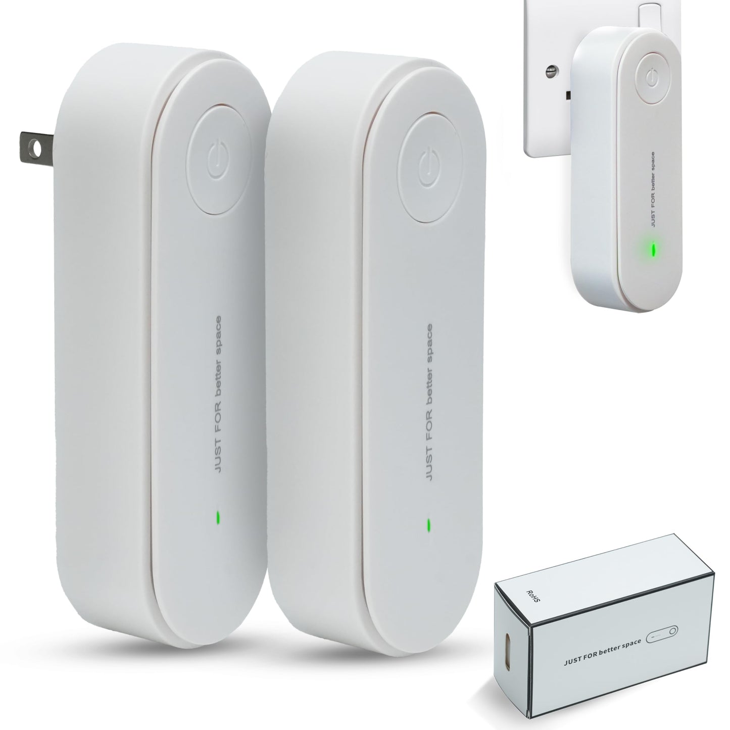 OWKAR Plug In Air Purifier Set, Filterless Ionizer with Quiet 360° Coverage, Compact Fresh Air Device for Bedroom, Bathroom, Closet, Pet Area, Office