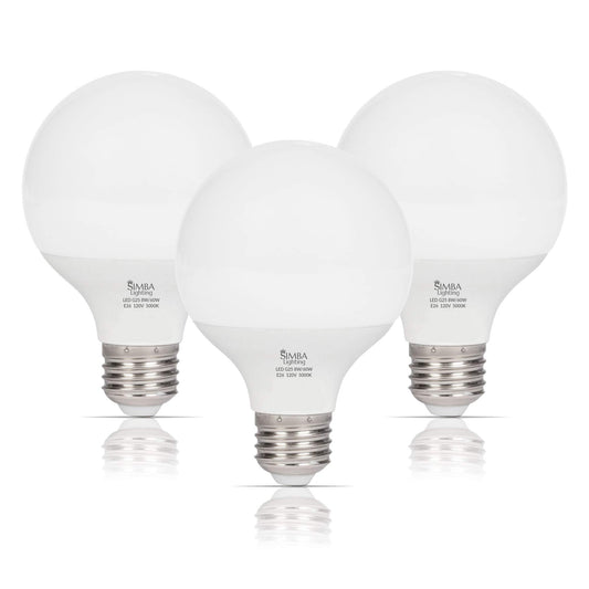 Simba Lighting LED G25 Bulbs 8W 60W Equivalent 120V E26 Daylight, 3 Pack
