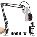 Rigych Mic Boom Arm, Adjustable Mic Arm for Shuer MV7+ Shuer MV6 HyperX QuadCast Shure SM7B Blue Yeti and Most Microphone for Podcast Gaming Streaming