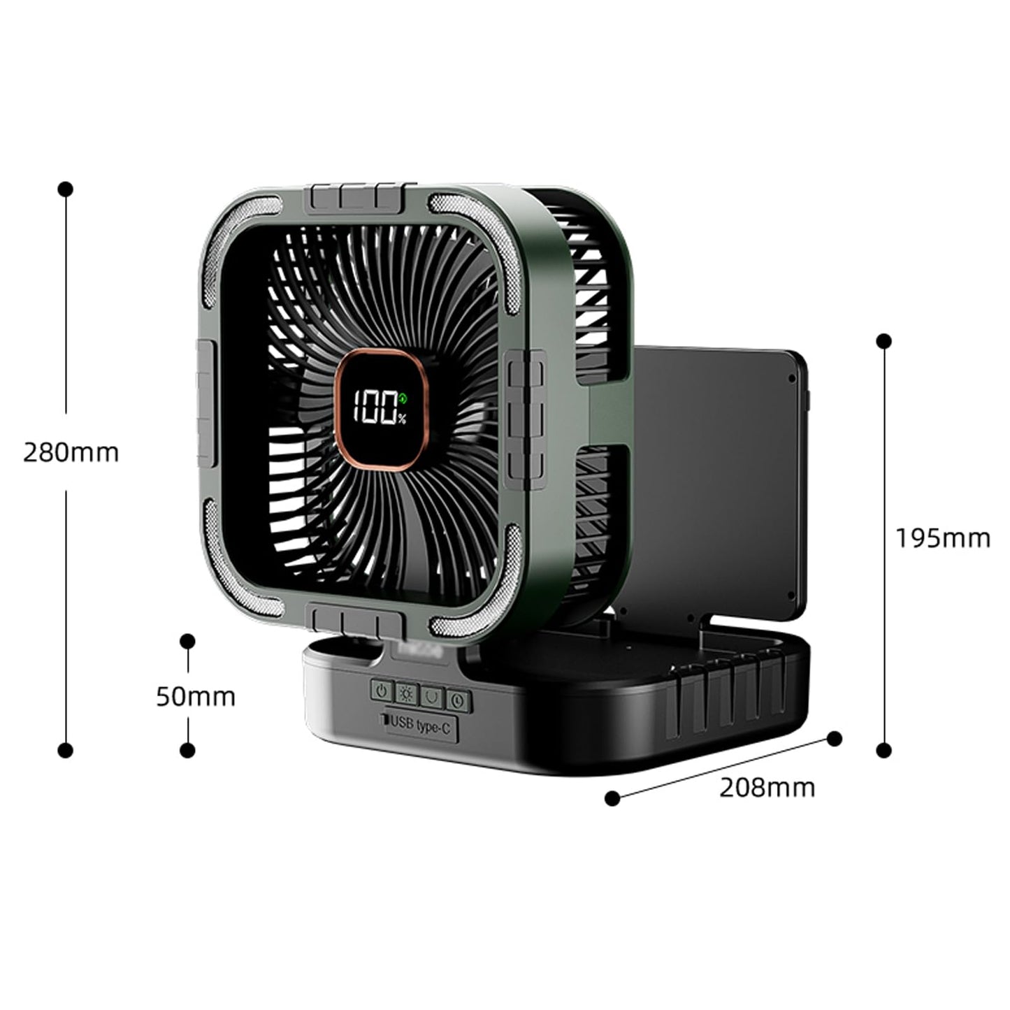 YUHANG Solar Powered Fan,Foldable Camping Fan,With Power Indicator/6h Timer/LED Ideal Table And For Tents,Homes And Outdoor Adventures,10000mAh