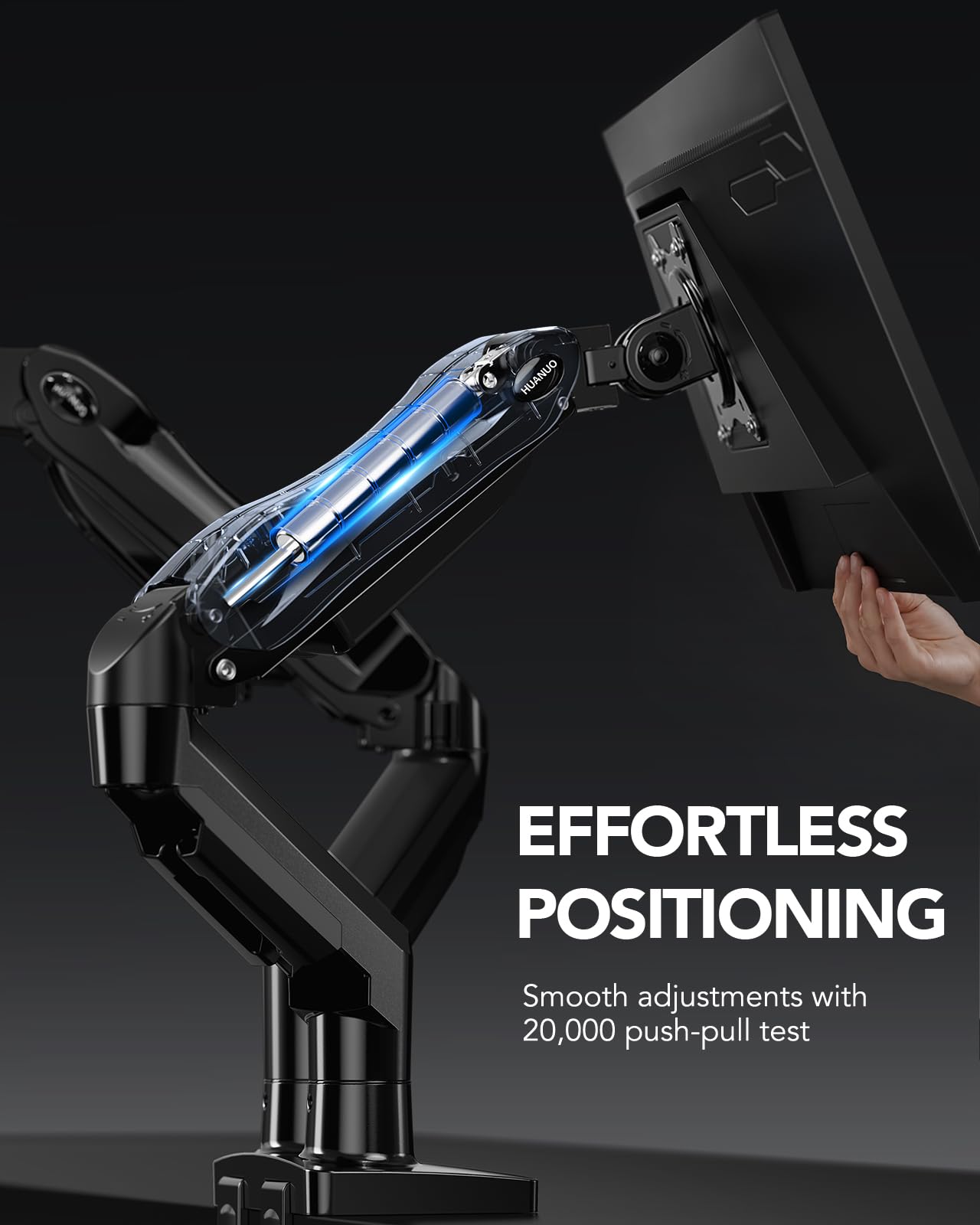 HUANUO Dual Monitor Stand, Fully Adjustable Gaming Monitor Desk Mount for 13-27? Computer Screens, Full Motion VESA 75x75/100x100 with C-Clamp