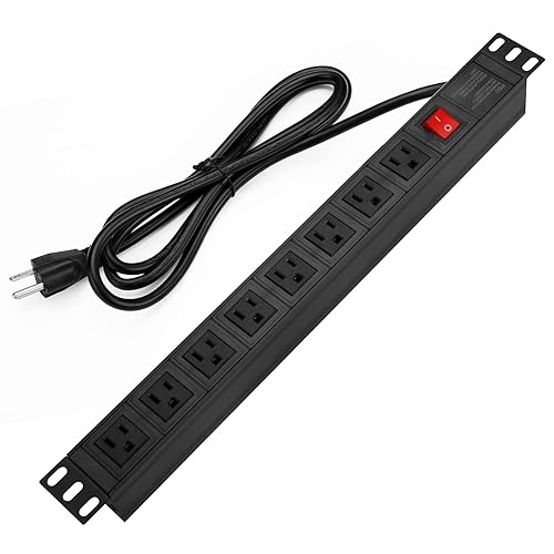 BTU Power Strip Surge Protector Rack-Mount PDU, 8 Right Angle Outlets Wide-Spaced, Mountable Power Strip Heavy Duty for Server Racks, Commercial