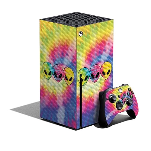 MightySkins Carbon Fiber Skin Compatible with Xbox Series X Bundle - Groovy Aliens | Protective, Durable Textured Carbon Fiber Finish | Easy to Apply