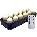 TELOSMA Inductive Rechargeable LED Bright White Tealight Candles Flameless with Timer Remote, Set of 12