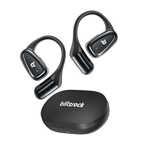 BlitzRock Open Ear Headphones 0.25oz Ultra Lightweight Comfort,0.7mm Thinner Earhooks, Bluetooth 5.4 Over The Ear Earbuds with Clear Calls, IPX7…